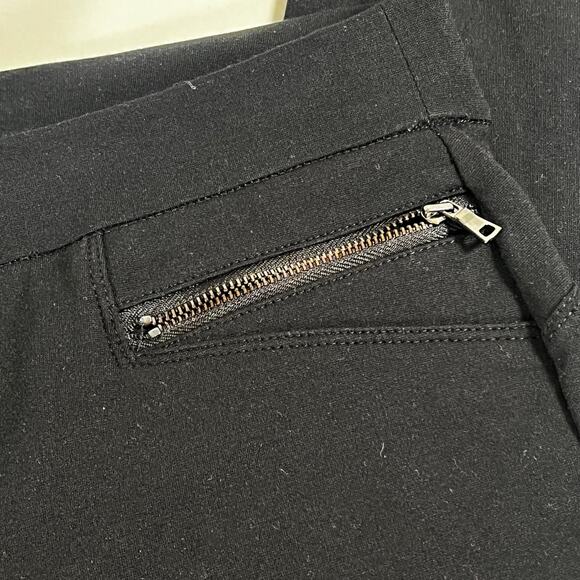 Ann Taylor Black Pull-on Straight Ankle Pants Large/Tall Zippered Pockets - Picture 12 of 16